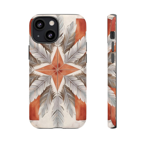 Silver Feather Compass - Impact Resistant Phone Case